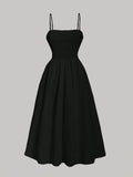 Elegant Off-Shoulder A-Line Dress - Solid Color, Shirred Waist, Machine Washable - Perfect for All Seasons