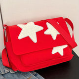 Comfortable Star-Patterned Nylon Shoulder Bag, Adjustable Strap Fashion Crossbody Bag for School