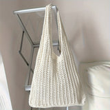 Simple Large Capacity Crochet Hobo Bag, Women's Casual Handbag & Tote Purse,Trendy Hollow Out Shoulder Bag,Perfect for Summer Beach