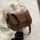 Small Minimalist PU Leather Shoulder Bag - Novelty Flap Handbag For Daily Use, Women's All-Match