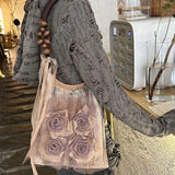 New Vintage Grass Tie-Dyed the Rose Package Pleated Underarm Bag Commuter Tote Shoulder Handbag