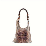 New Vintage Grass Tie-Dyed the Rose Package Pleated Underarm Bag Commuter Tote Shoulder Handbag