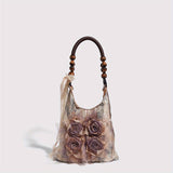 New Vintage Grass Tie-Dyed the Rose Package Pleated Underarm Bag Commuter Tote Shoulder Handbag