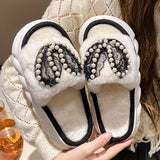 Comfortable Casual Open Toe Plush Shoes - Warm Heart Decor Slippers - Indoor Home Slippers