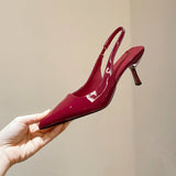 Sexy Pointed Toe High Stiletto Heel Slingback Shoes - Ankle Strap, Faux Cover, Versatile French Style for All Seasons