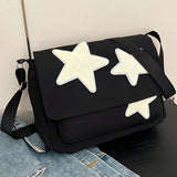 Comfortable Star-Patterned Nylon Shoulder Bag, Adjustable Strap Fashion Crossbody Bag for School