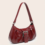[One Vintage Motorbike Shoulder Bag] One Women's Vintage Y2K Trash Style Warm Individual Motorbike Punk Pleated Old Two-color Shoulder Armpit Bag