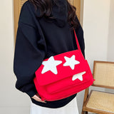 Comfortable Star-Patterned Nylon Shoulder Bag, Adjustable Strap Fashion Crossbody Bag for School