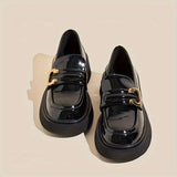 Black All-Match Thick-Soled Women'S Loafers