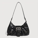 Soft PU Leather Vintage-Style Shoulder Bag - Adjustable Strap, Magnetic Closure, Foldable Decor - Perfect for Work, Commute, Date, and Party