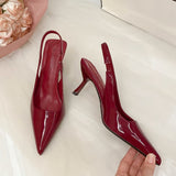 Sexy Pointed Toe High Stiletto Heel Slingback Shoes - Ankle Strap, Faux Cover, Versatile French Style for All Seasons