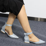 [1.06" Low Block Heel Pumps] Women's Closed Toe Pump Shoes, Pointed Toe 1.06 Inches Low Block Chunky Heels For Women, Dress Pumps Shoes With Ankle Strap For Wedding Casual Party Work Dancing