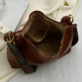 Fashionable Single Strap Crossbody Bag - PU Shoulder Bag For Women - Wide Shoulder Strap Casual Commuter Handbag