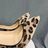 Suede Leopard print gradient high heels women's leopard print dress sexy pointed shoes high heels for parties shoes women