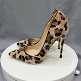 Suede Leopard print gradient high heels women's leopard print dress sexy pointed shoes high heels for parties shoes women