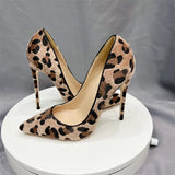 Suede Leopard print gradient high heels women's leopard print dress sexy pointed shoes high heels for parties shoes women