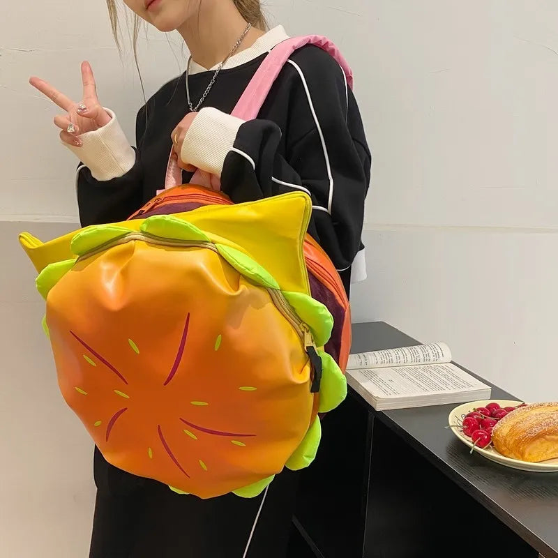 Cartoon Hamburger Schoolbag Plush Backpack Fashion Campus Steven Universe Bioworld Large Capacity Burger Plush Bag For Girl Gift
