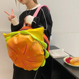 Cartoon Hamburger Schoolbag Plush Backpack Fashion Campus Steven Universe Bioworld Large Capacity Burger Plush Bag For Girl Gift
