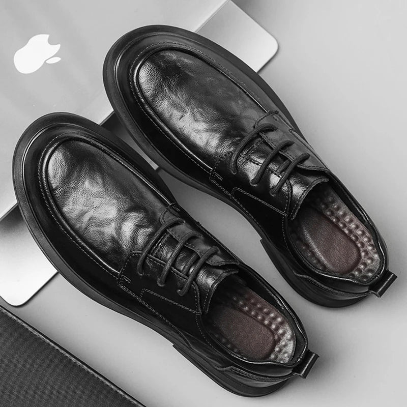 Fashion New Men's Business Dress Shoes Lace Up Work Shoes Men's Genuine Leather Shoes Park Walking Shoes Free Delivery