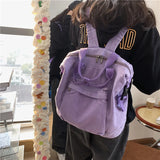 New Solid Color Women's Backpack Simple School Bag For Teenage Girl Shoulder Travel Bag School Pack Large Capacity Backpack