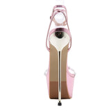 Pink Sweet Ankle Buckle Strap Women's Sandals PVC Transparent Crystal Platform Summer Fashion High Heels Wedding Shoes