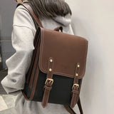 Retro Fashion Woman Backpack Pu Leather Big School Backpack Bags for Teenagers Girls 2021 Simple New Designer Hand Shoulder Bags