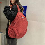 Backpacks Women Solid Color Zipper School Bag Preppy College Style Fashion Canvas Simple Large Capacity All-match Vintage Korean