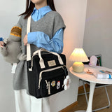 Lovely Multifunctional Backpack Teenage Girl Ring buckle Portable Travel Bag Female Small Schoolbag Badge Women Backpacks