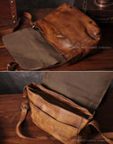 Vintage Genuine Leather Messenger Bag men Leather Shoulder Bag Men Crossbody Bag Male Sling Leisure Bag Tote Handbag Brown Grey