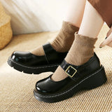 New literary Retro Women's Shoes Thick Bottom Mori Girl Japanese Mary Jane Single Shoes College Style