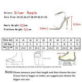 Crystal Sexy Women Sandals Metal High Heels Ankle Buckle Strap Gladiator Ladies Pumps Stiletto Nightclub Party Shoes