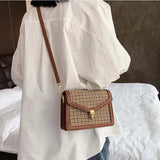 Plaid PU Leather Crossbody Bags For Women Luxury Vintage Shoulder Messenger Small Bag Female Trend Travel Handbags Purse