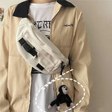 Techwear Harajuku Canvas Cross Waist Belt Phone Banana Bag Fanny Pack For Women Banane Sac Pochete Chest Bolsos