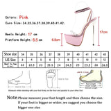 Pink Sweet Ankle Buckle Strap Women's Sandals PVC Transparent Crystal Platform Summer Fashion High Heels Wedding Shoes