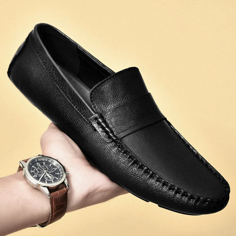 Leather Men Shoes Luxury Brand High Quality Formal Casual Mens Loafers Moccasins Soft Slip on Boat Shoes Plus Size 36-45