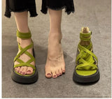 New Hollow Out Female Casual Comfortable Roman Sandals Woman Open Toe Buckle Strap Platform Sandals High Heels Wedge Shoes