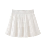 White skirt women's summer thin style small a-line puffy ballet style cake skirt French lace short skirt