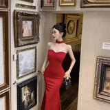 Marrlve avant garde dress to impress French Style Sexy Royal Lady Style Elegant Lady Sexy Tube Top Dress Tight Waist Tight Fishtail Sheath Dress