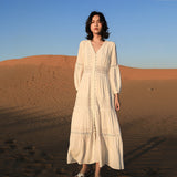 Korean summer new temperament slim long skirt female dress French V-neck holiday beach dress