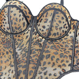 cheetah halloween costume Sexy Leopard Print Stitching Bra Strap High-Grade Inner Mesh Lace Transparent Outer Wear Fishbone Bra