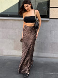 Leopard print sexy hip fishtail skirt floor-length skirt European and American new spring women's clothing drape long skirt