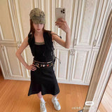 Summer new design slim black slim silhouette fishtail skirt flared skirt female medium long 3215