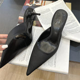 Fashion Concise Pointed Toe Women Slippers Thin Low Heels Casual Party Pumps Summer Slide Mules Shoes