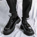 Platform Shoes Oxford Shoes Man Thick-soled Wedding Shoes Formal Business Shoes Patent Leather Lace-up Heightening Casual Shoes