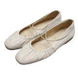 Women's Ballet Flats Elastic Band Slip on Flat Shoes Women Square Toe Soft Sole Boat Shoes Comfortable Ladies Shoes