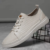 Summer breathable Genuine Leather Casual Shoes Men's handmade Quality Male white Oxford Shoes Jogging Shoes