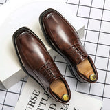 High Quality Business Men Dress Shoes Square head Male Casual Leather Shoes Lace Up Wedding Shoes Men Gentleman Derby Shoes