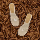 Soft Slides Clear Shoes for Women Transparent Sandals Summer Heeled Outside Woman Slippers Pvc Eva Designer Original Casual