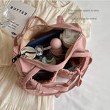 New Korean Bow Nylon Shoulder Bag Fashionable and Sweet Design Tote Bag Folded Large Capacity Commuter Women's Handbag