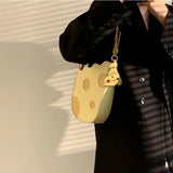 Fashion Lovely Cheese Shape Women Shoulder Bag Yellow Pu Leather Girls Underarm Bags Female High Quality Cute Purse Handbags